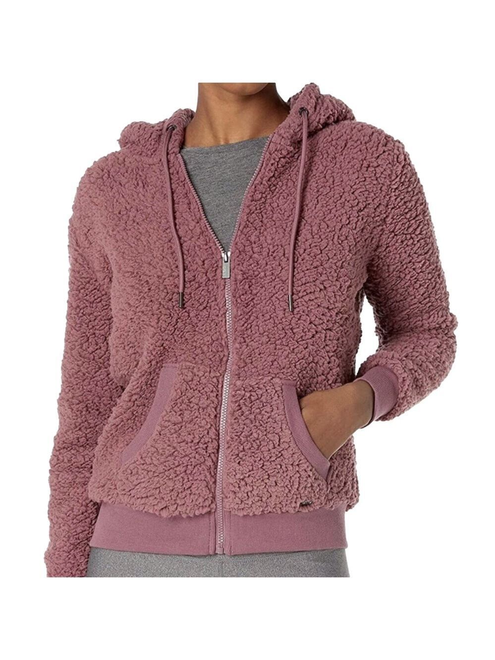 NWT Marc New York Teddy Fleece Zip Hooded Jacket Sz M Light Pink